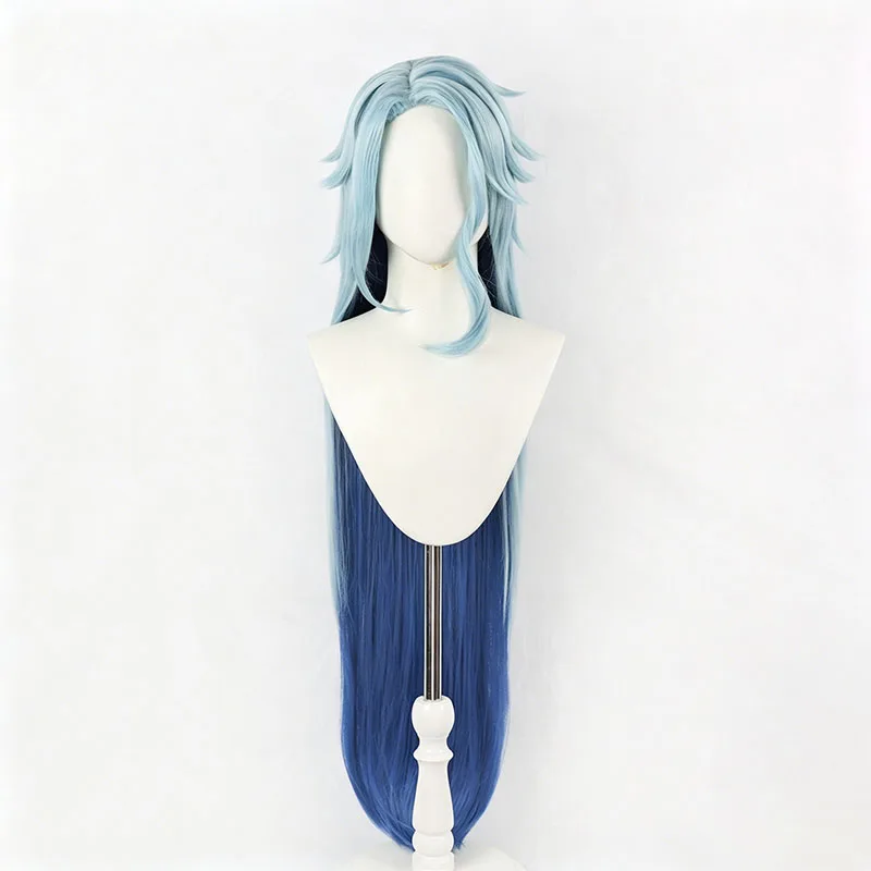Game Genshin Impact Il Dottor Cosplay Wig Blue Long Layered Gradient Synthetic Hair For Women Men Halloween Costume Party Props