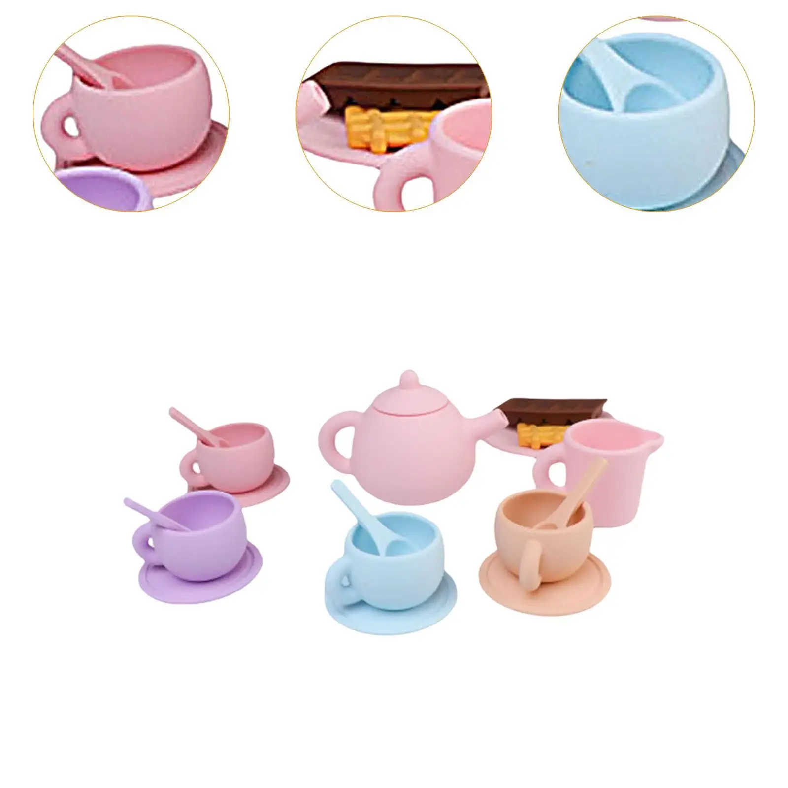 Afternoon Tea Party Tea Set for Little Girls with Handle Tea Party Kitchen Pretend Play Toy for Kids Preschool Party Favors