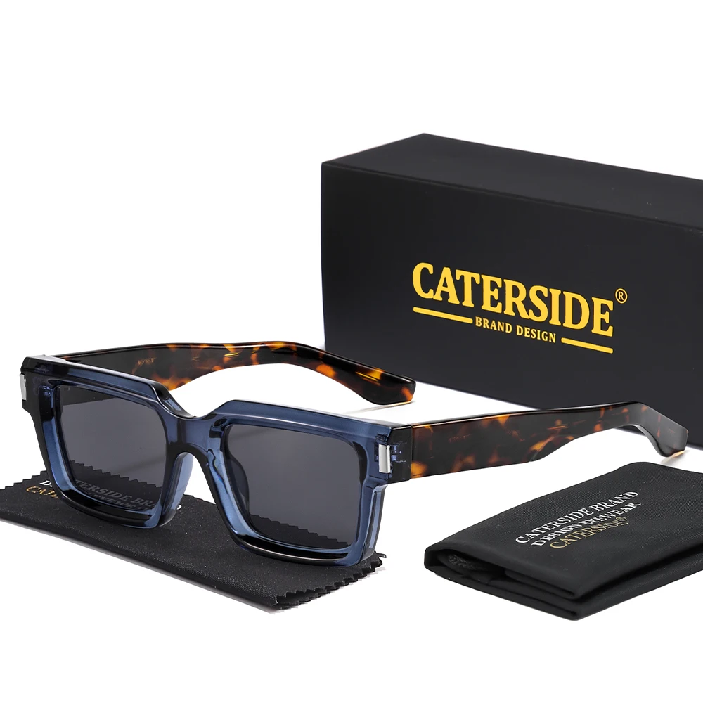 CATERSIDE Neue Retro Herren-Sonnenbrille Hochwertige Quadratische Sonnenbrille mit Dickem Rahmen Damen Outdoor-Reise-Fahrbrille UV400 – Detail 11