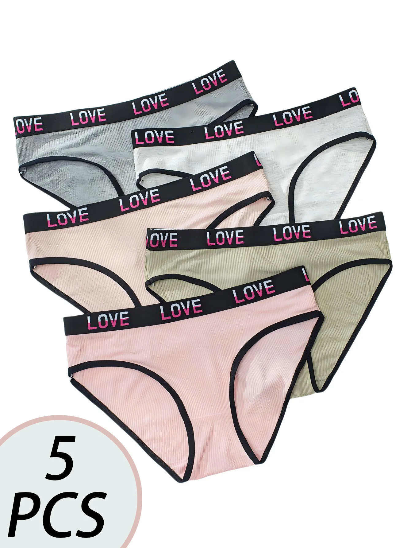 

широкий пояс Love, универсальный, базовый стиль, удобные и не раздражающие, женские треугольные брюки, нижнее белье для девочек, комплект из 5 пар.