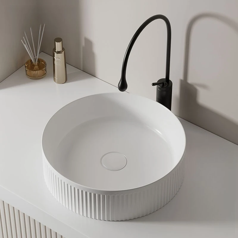 

Creative Art Counter Basin White Ceramic Wash Basin Round Wash Counter Counter Basin Wash Plate Pool Bathroom Basin