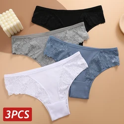 Cotton Panties for Women Sexy Lace Lingerie 3Pcs Women Underwear Brazilian Lace Thong Female Breathable Soft Intimates Underpant