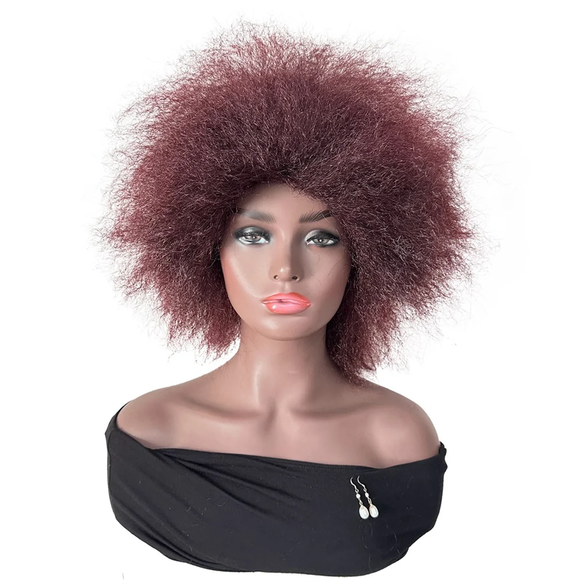 A72Z Pelucas cortas y rizadas para mujer Peluca afro Peluca afro de rizo corto negro natural, B