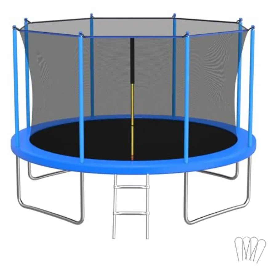 Outdoor trampoline for kids and adults galvanized steel frame blue ASTM-approved with rust-resistant coating and safety net ava