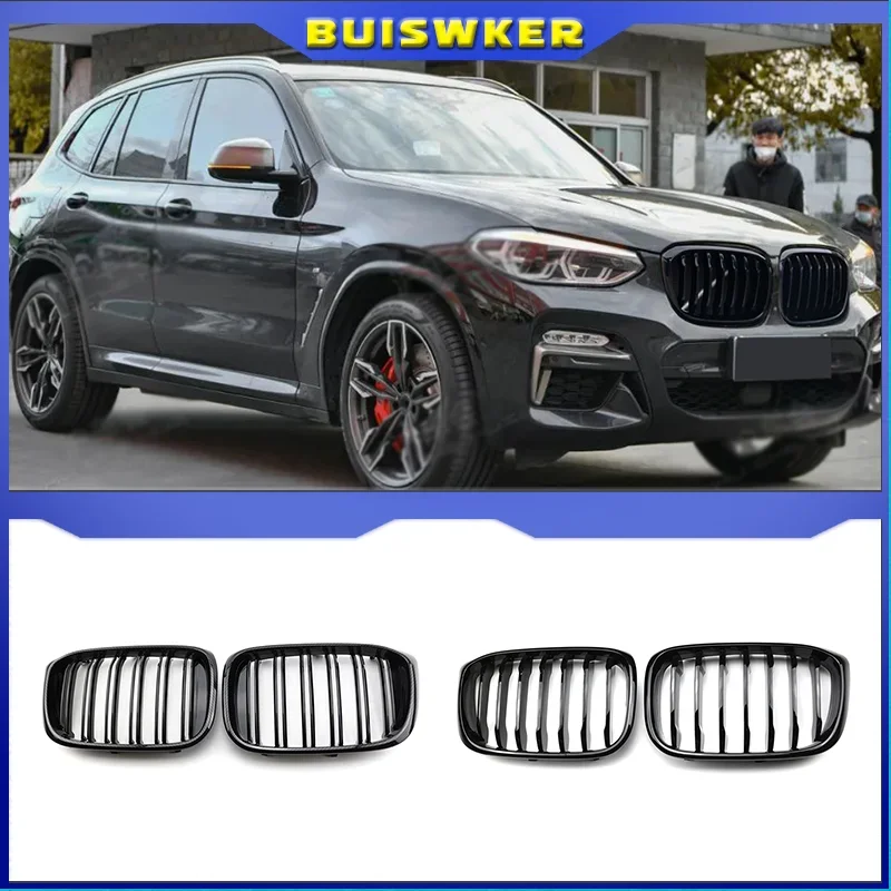 

1 Pair Front Grille Kidney Grill 1 Slat For BMW G01 G02 G08 X3 X4 2018 2019 2020 Car Styling Gloss Matte black Racing Grills