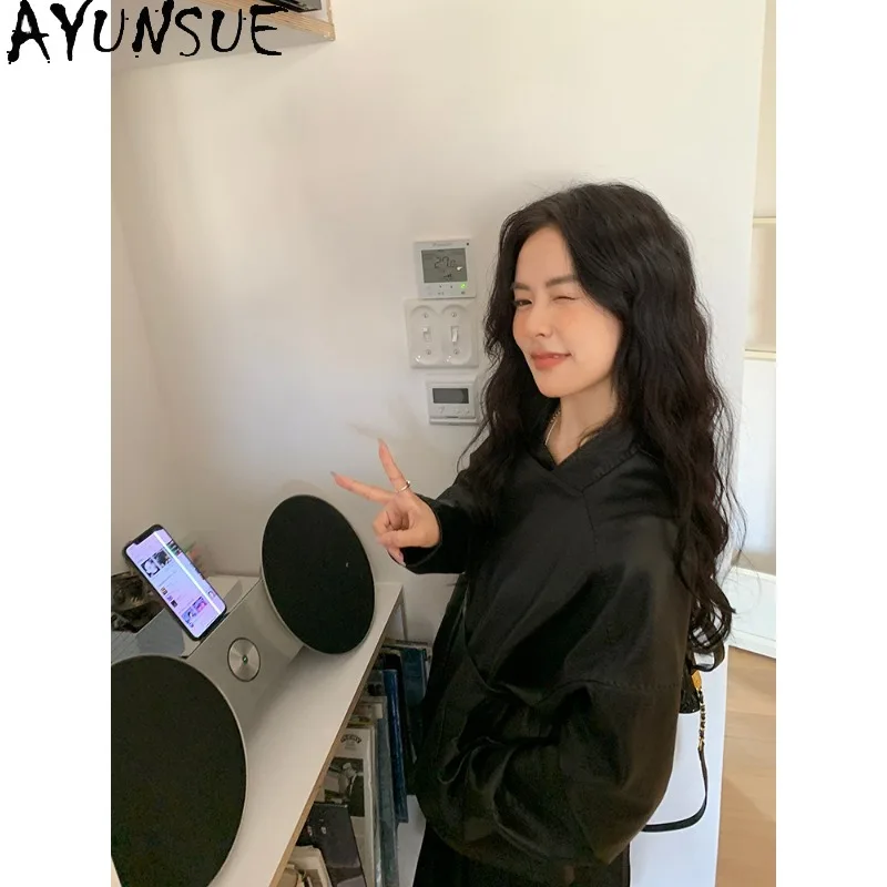 

AYUNSUE Real Leather Jackets for Woman Casual Loose Sheepskin Jacket Woman Commuter Black Outerwears Woman Clothes Jaqueta Couro