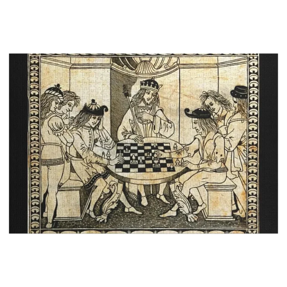 

CHESS PLAYERS IN COURT Black White Renaissance Drawing Jigsaw Puzzle Customizeds For Kids Works Of Art Puzzle