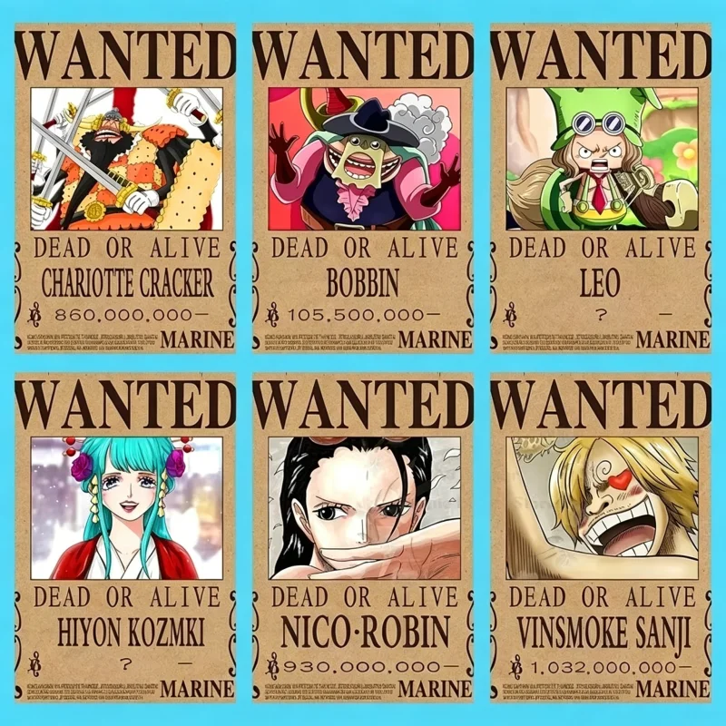 Anime One Piece Wanted Poster Leinwanddruck Bild Wandkunst Kopfgeldposter Schlafzimmer Wandbild Luffy Zoro Wohnzimmer Heimdekoration