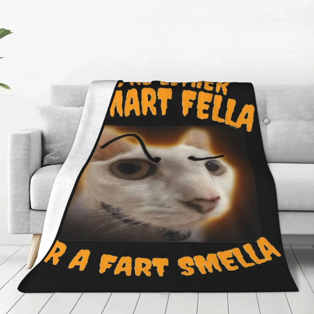 You're A Smart Fella Or A Fart Smella Blanket Flannel Decoration Funny Cartoon Warm Throw Blanket for Sofa Plush Thin Quilt