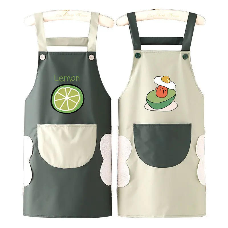 Kitchen Aprons for Woman Men Chef Work Apron for Grill Restaurant Bar Shop Cafes Beauty Nails Studios Uniform Avocado Lemon