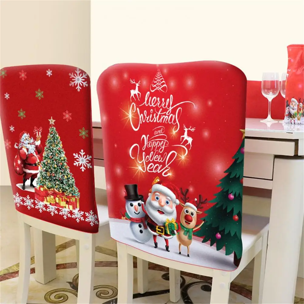 Christmas Chair Cover Chair Back Cover Detachable Chair Cover Dining Room Washable Living Room Covers Chairs Seat Slipcvoer