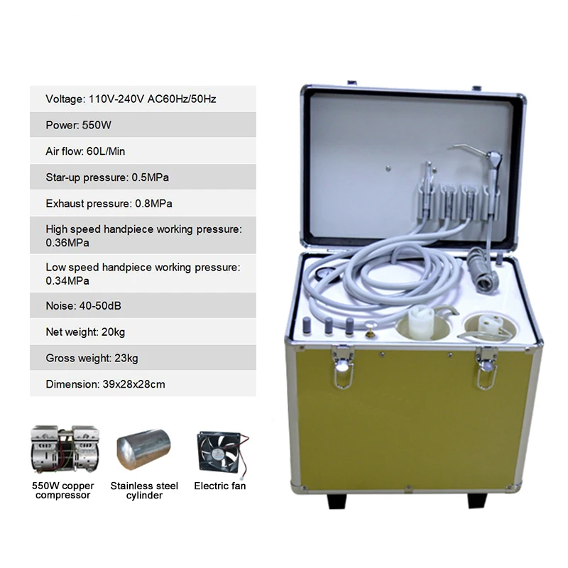 Sistema de sucção móvel do compressor de ar da unidade da turbina do equipamento dental portátil