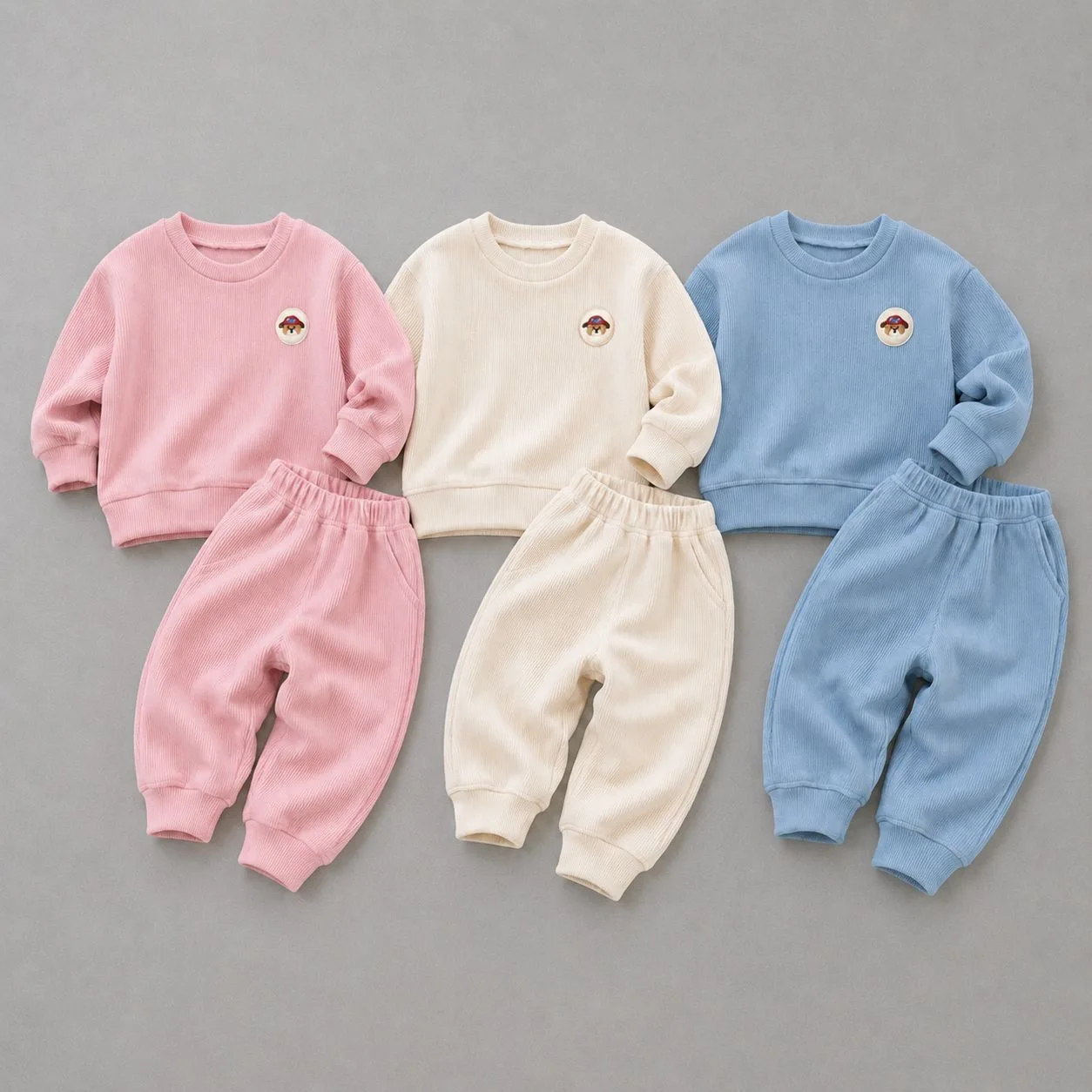 2026 New Spring Fall Baby Unisex Solid Color Tracksuit | Korean Sporty Casual 2Pcs Set | Cute Going Out Outfit