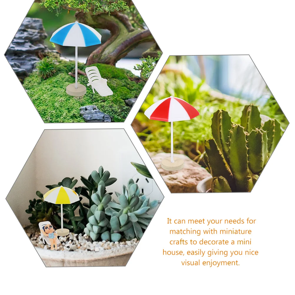 12 Pcs 미니 해변 우산 장식품 빨간색 파란색 노란색 각 4 장식 소형 정원 인형 집 공예 선물 미니어처