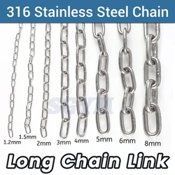 1.2-8MM Diameter Highly Polished Welded Marine 316 Stainless Steel Long Link Chain for Lifting Binding Pet clothes line