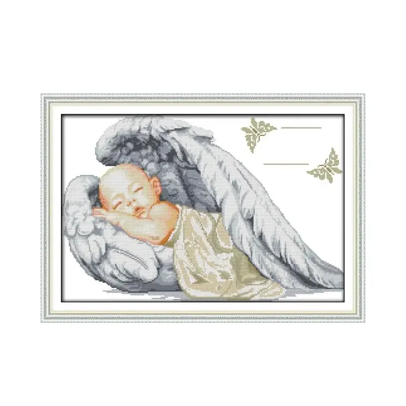 Little Angel Birth Certificate Counted Cross Stitch DMC colour DIY 11ct 14ct 18ct cottom silk Kit Embroidery Decor Needlework