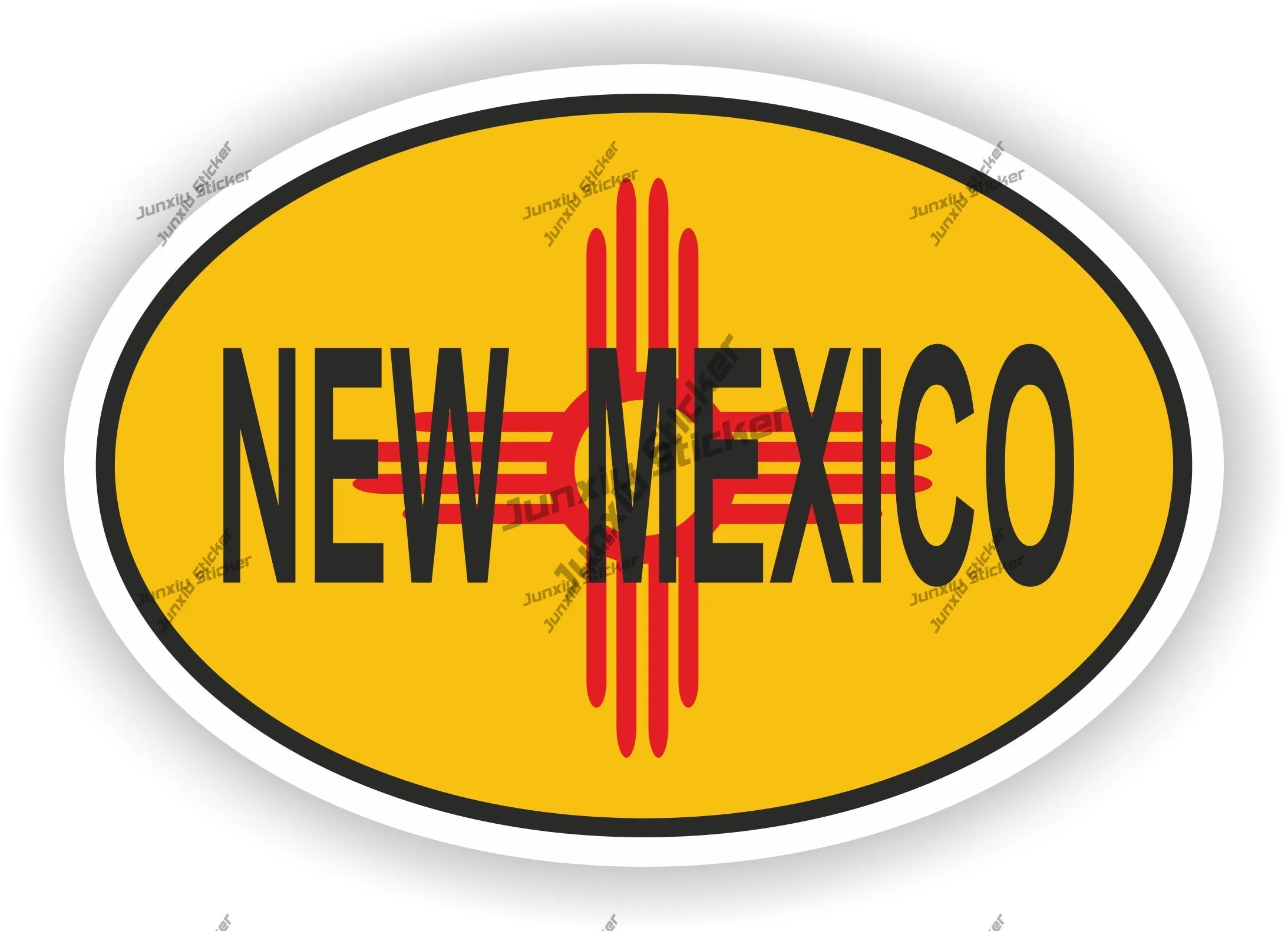 

New Mexico America Usa Flag Oval Sticker Cover Scratches Car Accessories Exterior Camper Laptop Speedboat Decal Phone Trunk