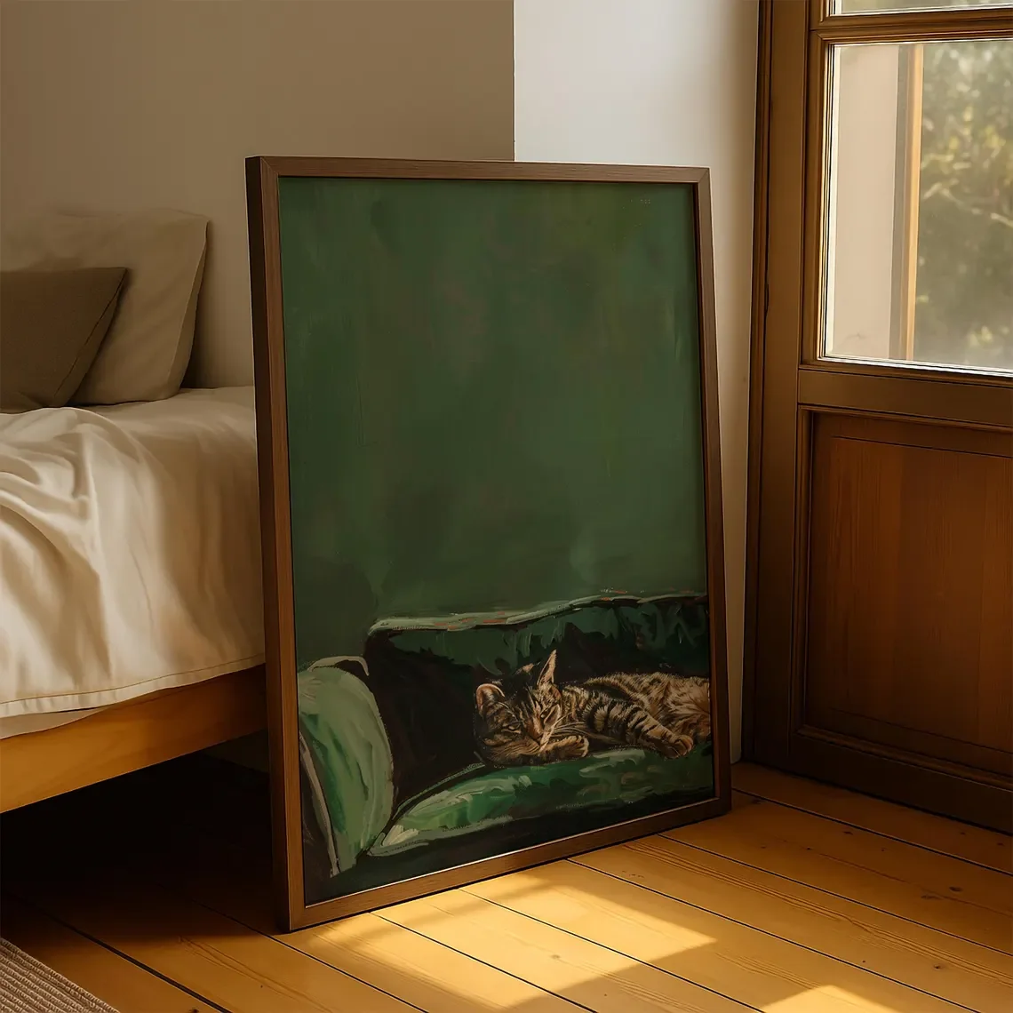 Sleepy Tabby Cat Art Print: Gr - Home Decor Sofa recension och pris