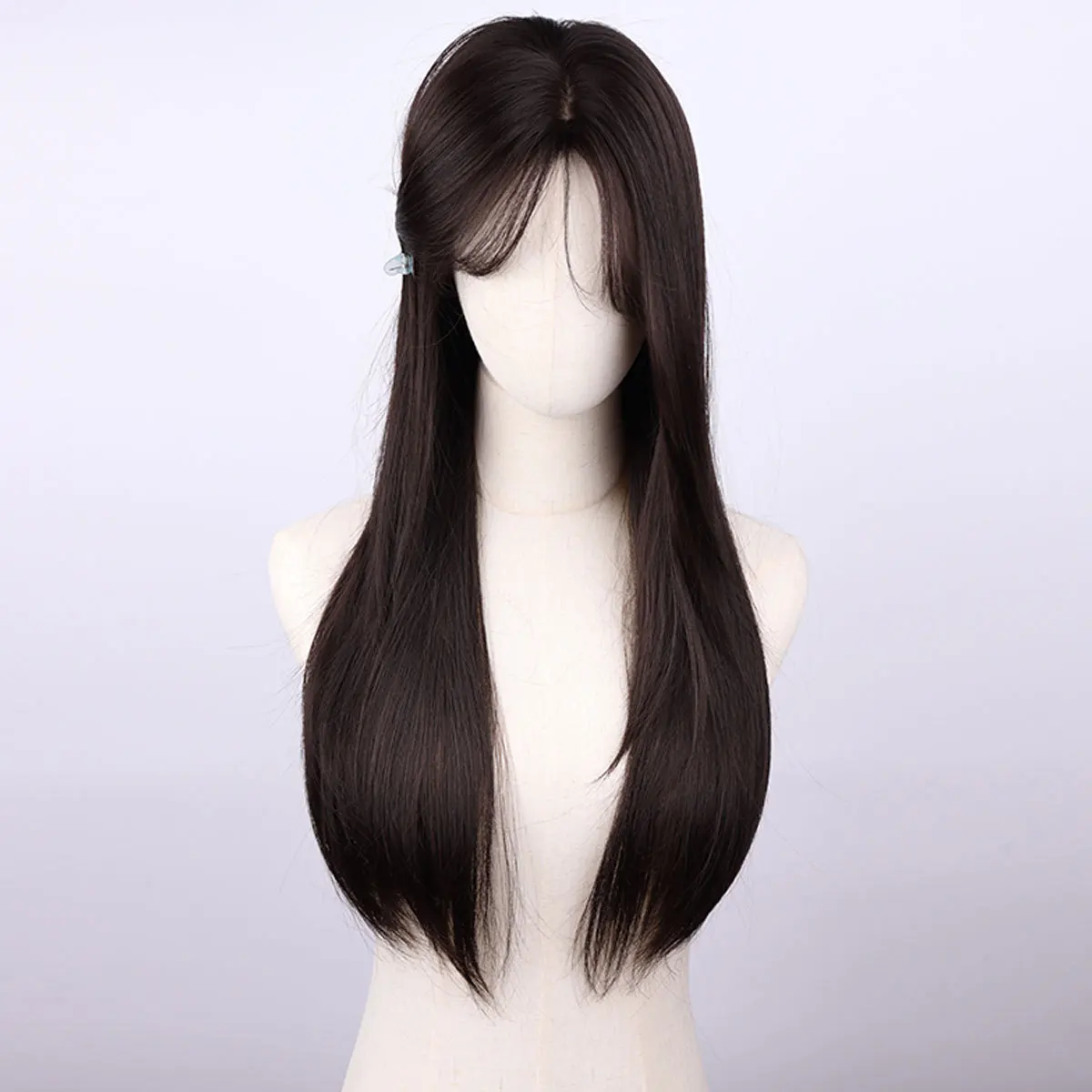 

Supernatural Wig Female Long Hair Black Brown Air Bangs Long Curly Hair Daily Sweet Girl Full Head Wig