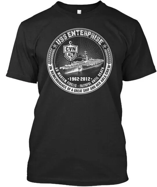 Uss Enterprise Cvn-65 1962-2012 Ad Mortem Fidelis T-Shirt Made in USA S to 5XLHigh Quality 100%Cotton Short Sleeve