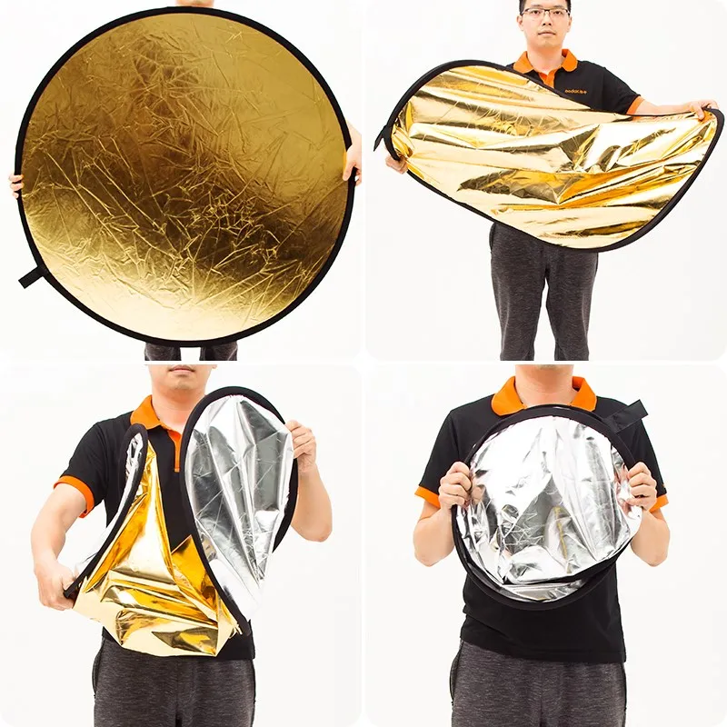 AMBITFUL 5in1 60CM 80CM 110CM 80x120CM Silver White Gold Portable Collapsible Light Round Photography Reflector for Studio