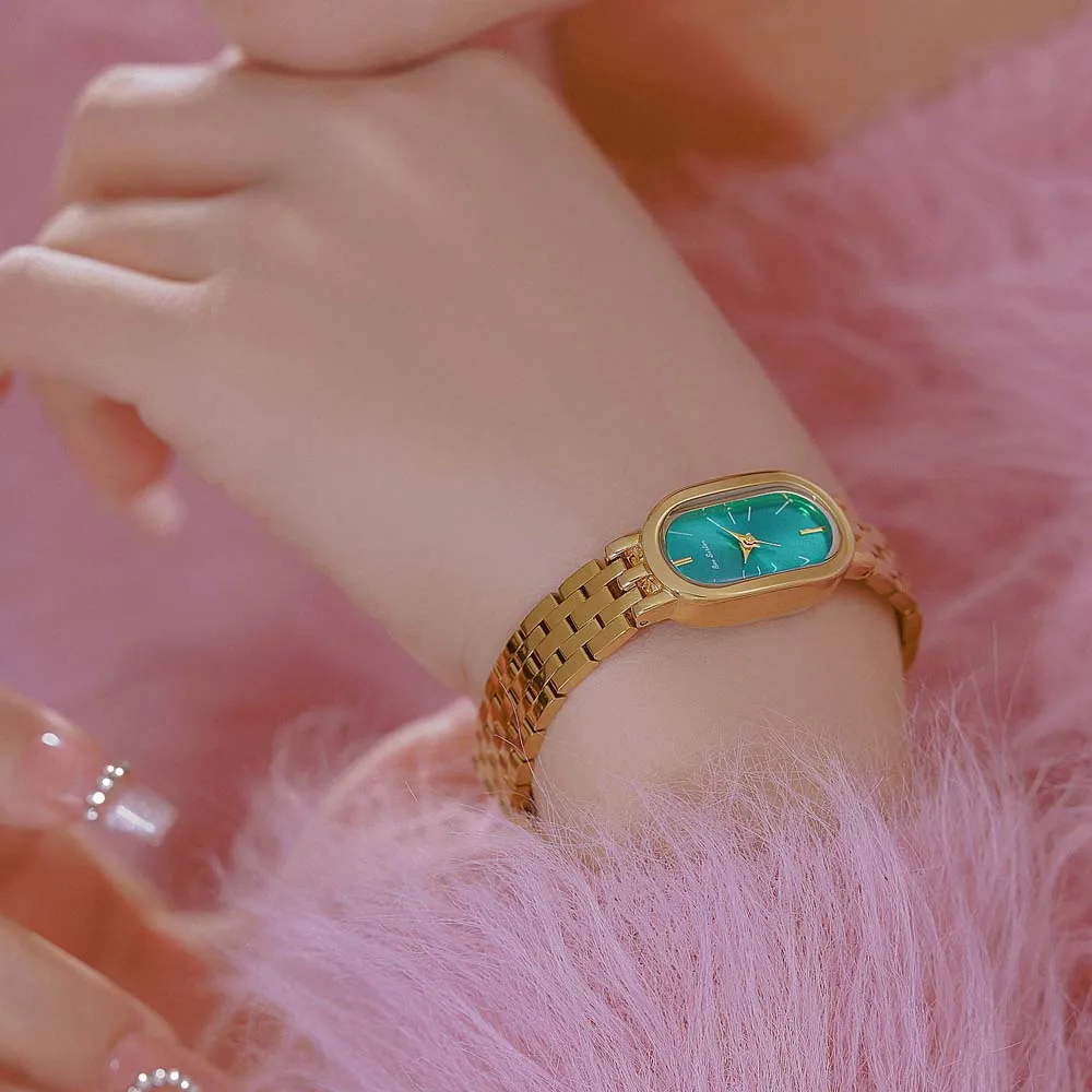 المرأة تيفاني الأزرق الهاتفي ووتش الفاخرة الفولاذ المقاوم للصدأ سوار كوارتز ساعة اليد أزياء بسيطة أنيقة السيدات على مدار الساعة هدية جديدة