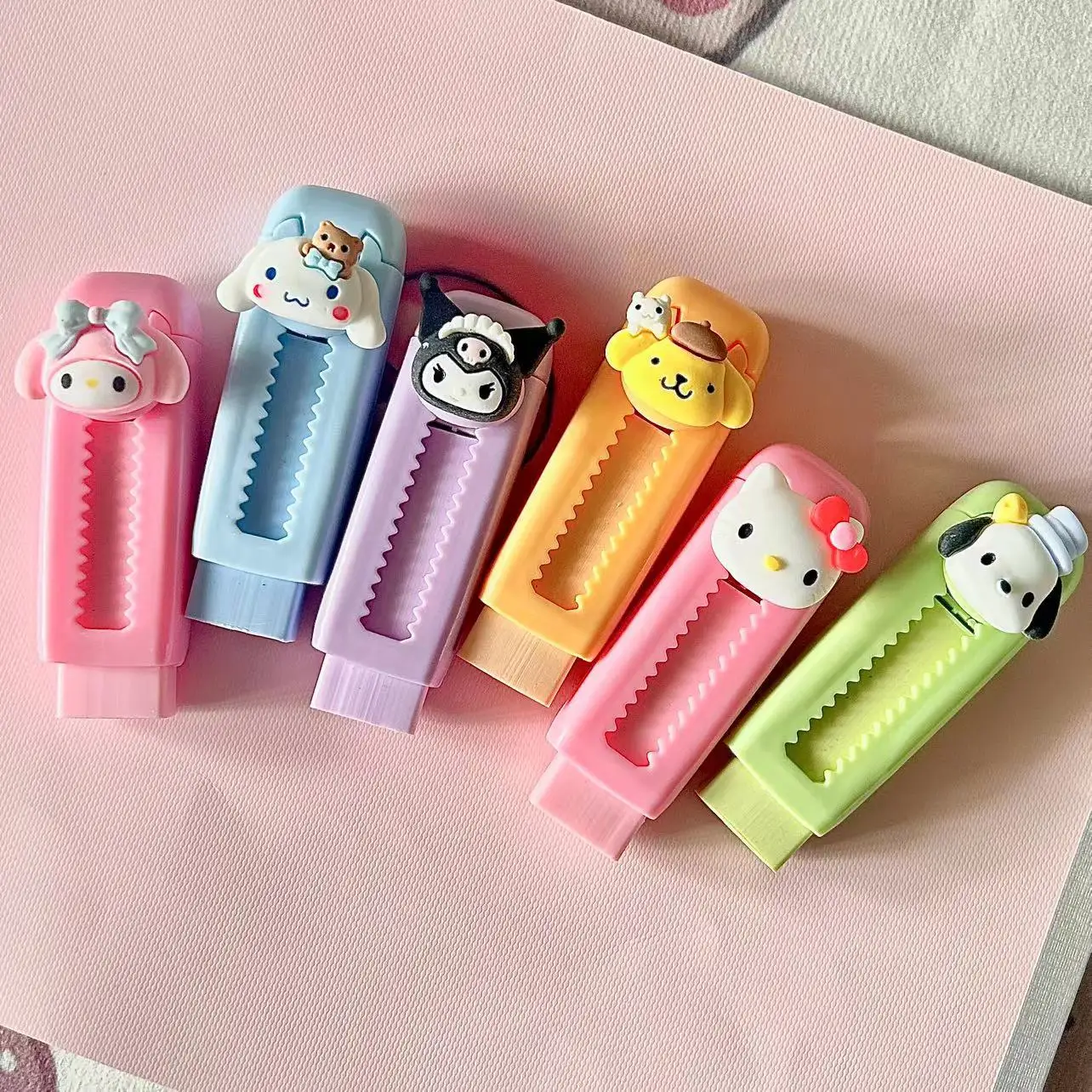 San Liou Push-pull Eraser Kuromi Jade Gui Dog Scalable Cartoon Eraser Student Supplies No Debris Learning Novelty Stationery