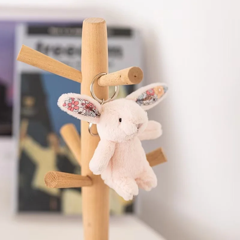 أحدث زهرة القماش أرنب حقيبة الظهر قلادة المفاتيح Kawaii ألعاب من نسيج مخملي دمية الكرتون أنيمي لطيف صديقة هدية عيد ميلاد متعة