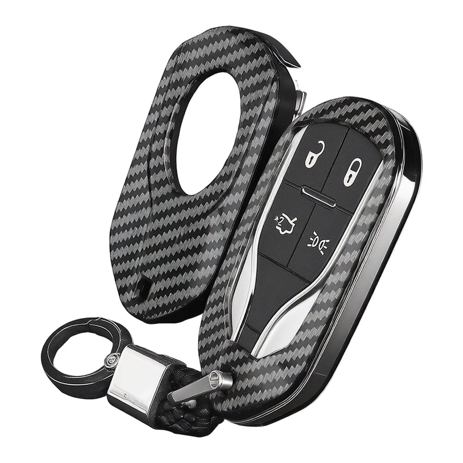 Premium Key Case for Maserati For Ghibli/Levante Carbon Fiber Design with Key Chain Optimal Dust Protection Premium