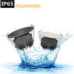 IP65 waterproof downlight LED spotlight Embedded COB ceiling light AC110V-220V bathroom kitchen balcony toilet lighting bulb