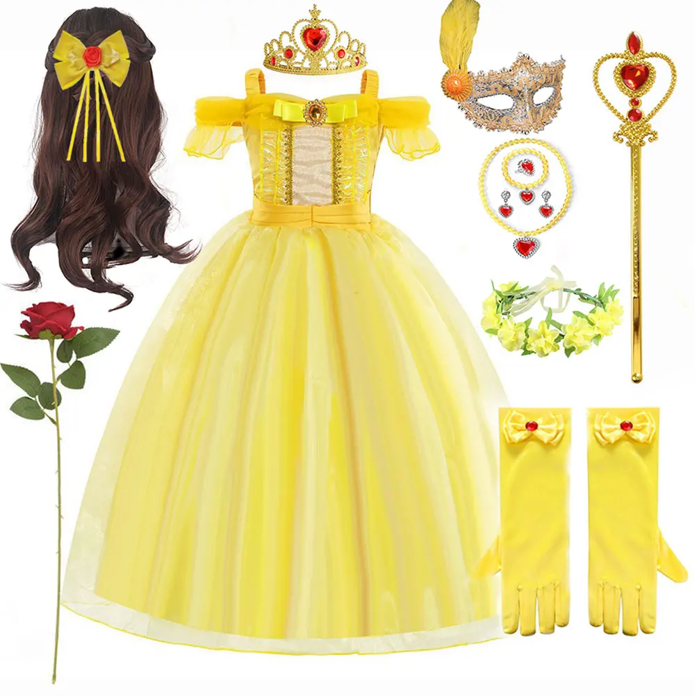 

Halloween Costume for Girls Creative Cute Cartoon Princess Cosplay Belle Dress Dress Up Costume For Party Performance