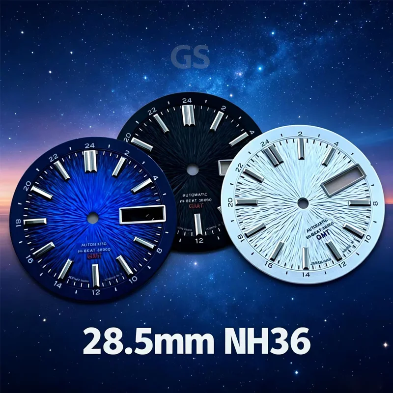 

New NH36 dial 28.5mm dial GS retro dial, dual date without luminescence, suitable for NH36 movement modification parts.