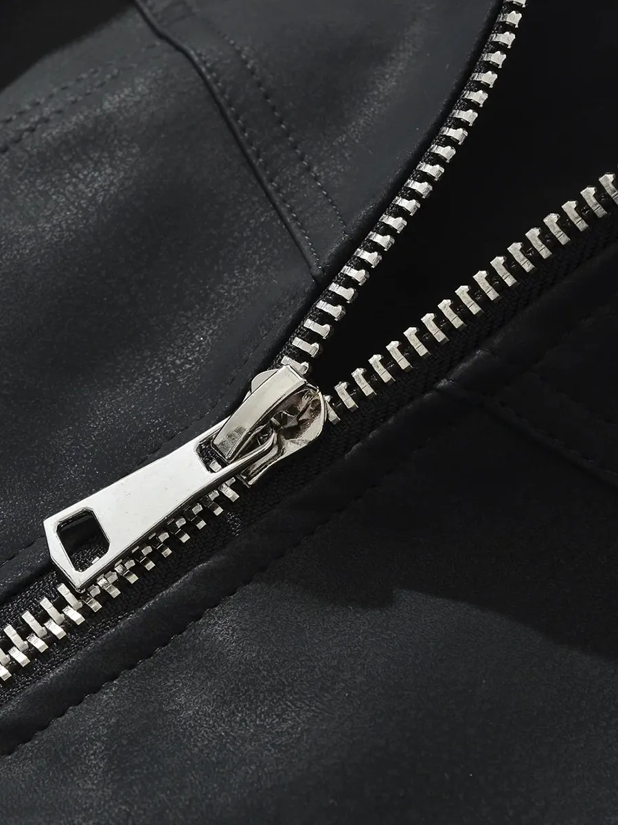 TWOTWINSTYLE Moderne Retro Herbst Lose Mäntel für Frauen Revers Langarm Patchwork Zipper Gepolsterte Schultern Mode Jacke Weibliche