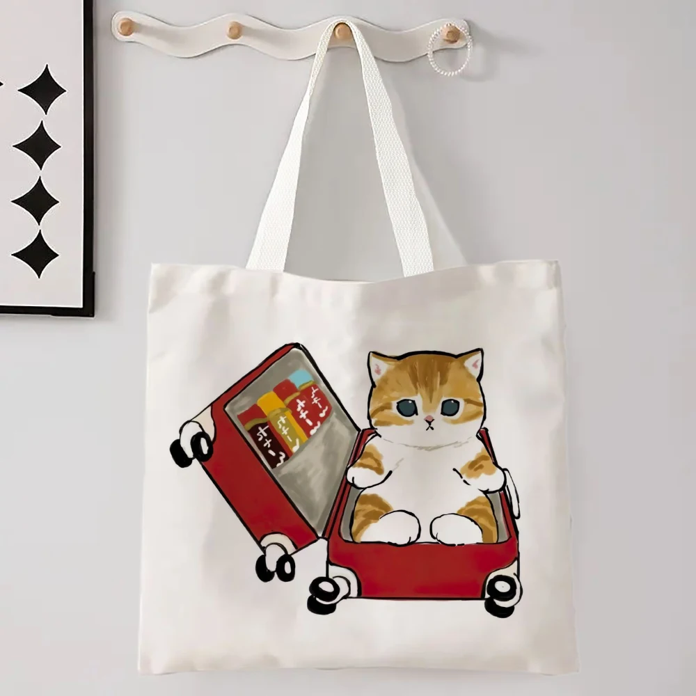 Kawaii Katze Leinen Einkaufstasche Grafik Harajuku Frauen Tote Handtasche Große Kapazität Frauen Schulter Taschen Eco Mode Mädchen Handtaschen – Detail 14