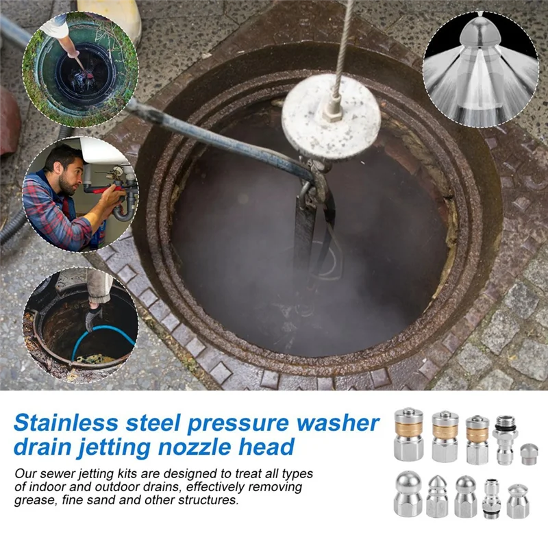 

10Pcs Sewer Jetter Nozzle With 1/4&3/8Inch NPT Quick Connectors,Nozzle For Pressure Washer Drain Jet Hose Sewer Cleaning-Hot