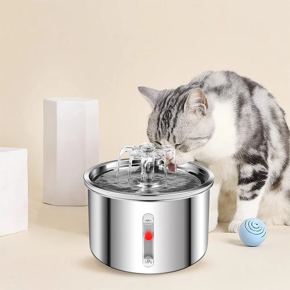 Fontaine à eau automatique pour animaux de compagnie en acier inoxydable 304, pompe ultra silencieuse, bol pour chat et chien, 2L