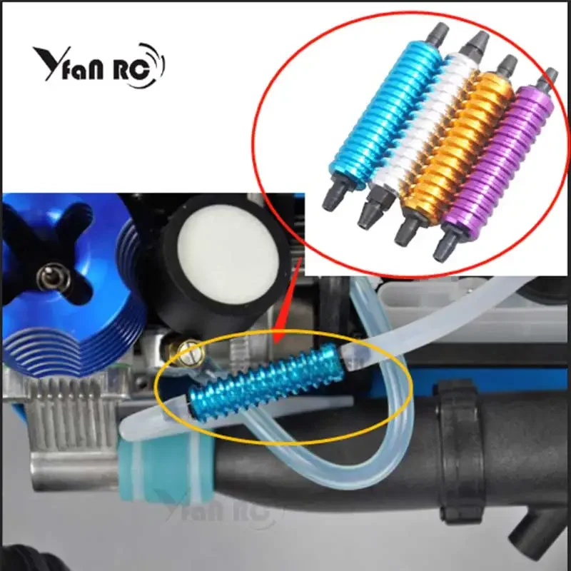 Yfan Alloy Aluminum Nitro exhaust gas/fuel/back pressure cooler 1/10 1/8 RC Nitro Hobby Model Car Upgraded Hop-up rc Parts HSP