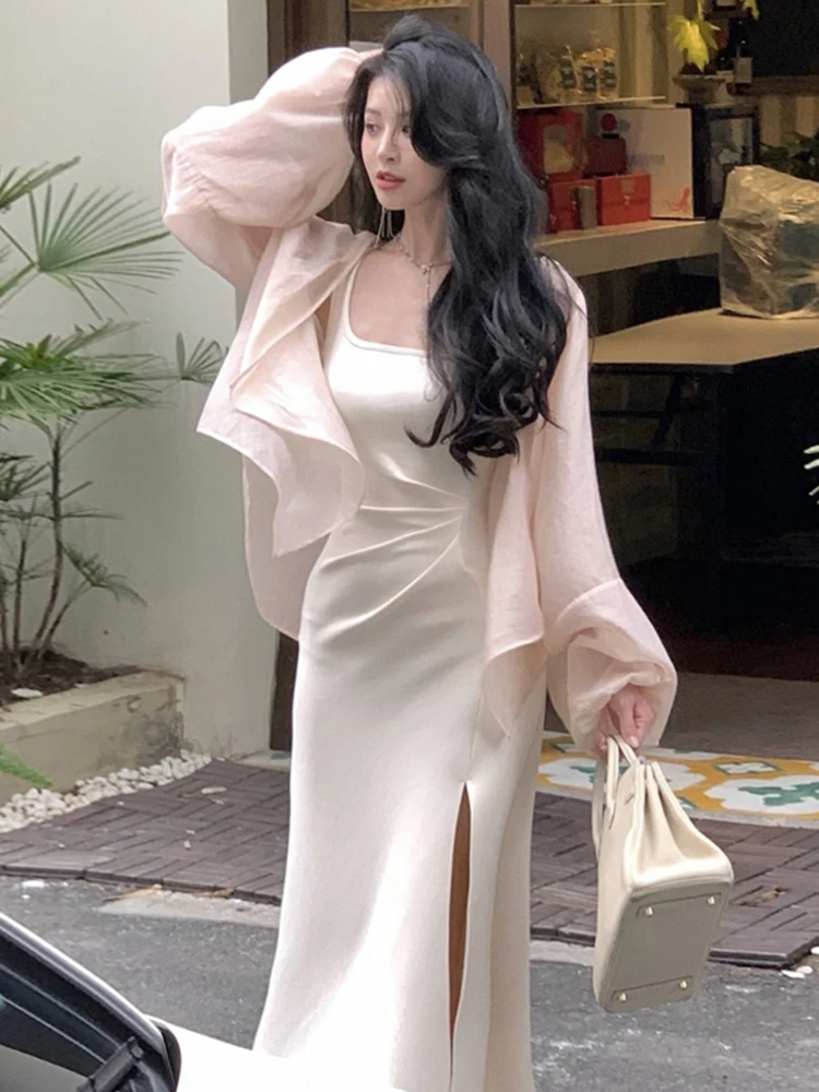 

Ele Summer Women's Chiffon Sunscreen Open Cardigan Gentle Outerwear Small awl Thin Coat Brand Button Euro Sle