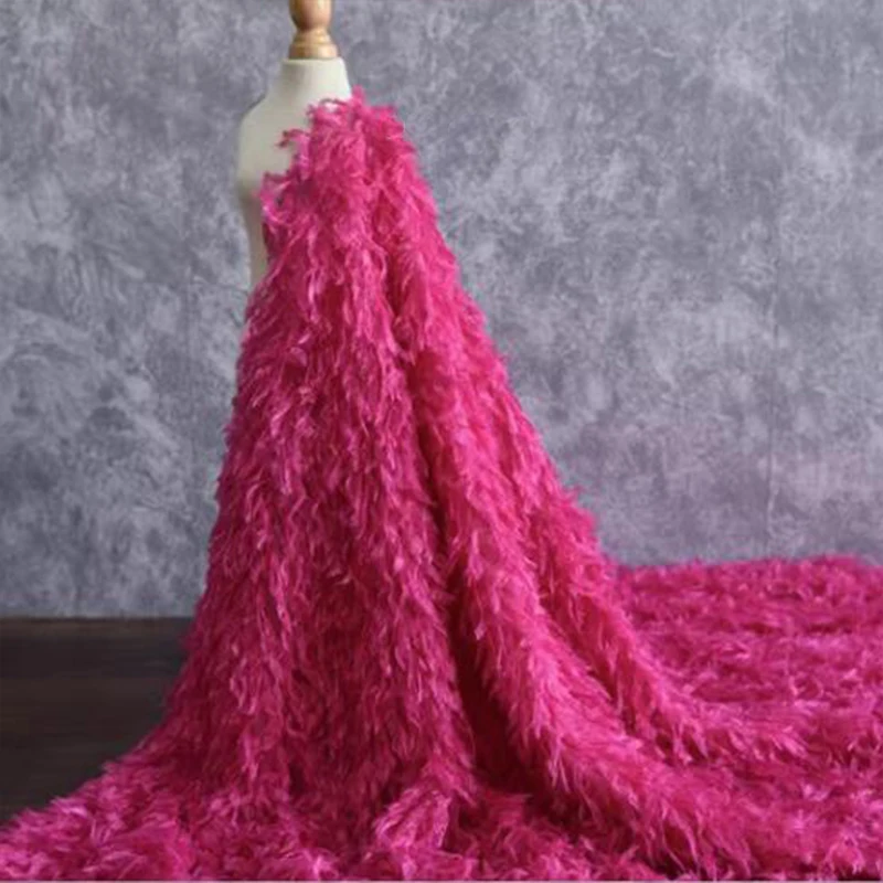 Good Rose Feather Fabric Simulation Feather Tassel Elastic Knitted Fabric Sewing Material DIY Stage Dress/Clothes Accessories