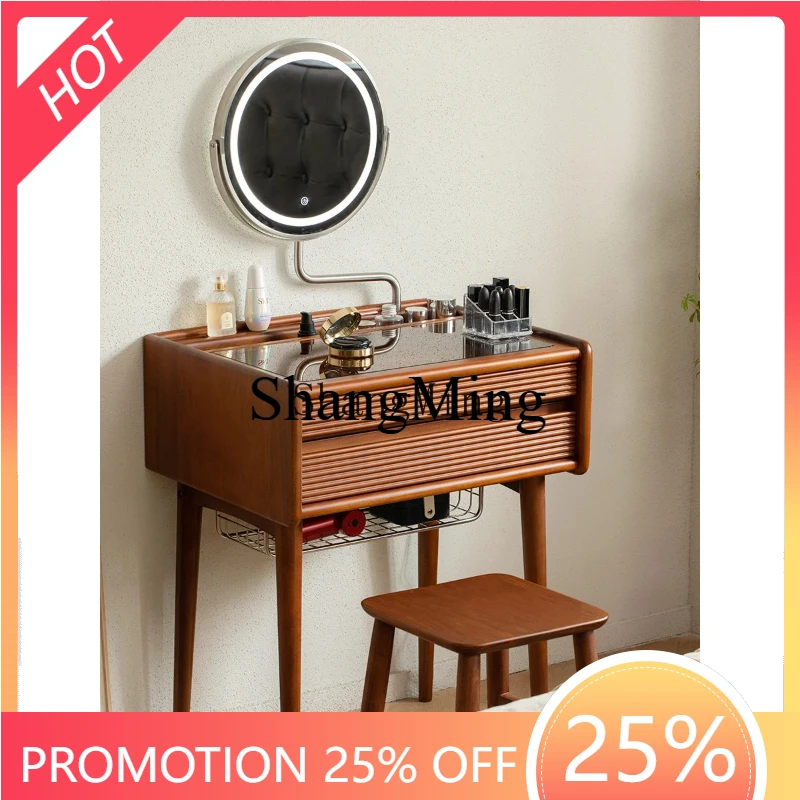

SM Solid Wood Dressing Table Makeup Desk Small Apartment Modern Simple Bedroom Bedside Makeup Table