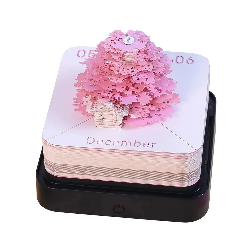 3D Calendar 2025 Memo Pad Notes Sakura Treehouse Desktop Ornament Offices Paper Notes Christmas New Year Gifts