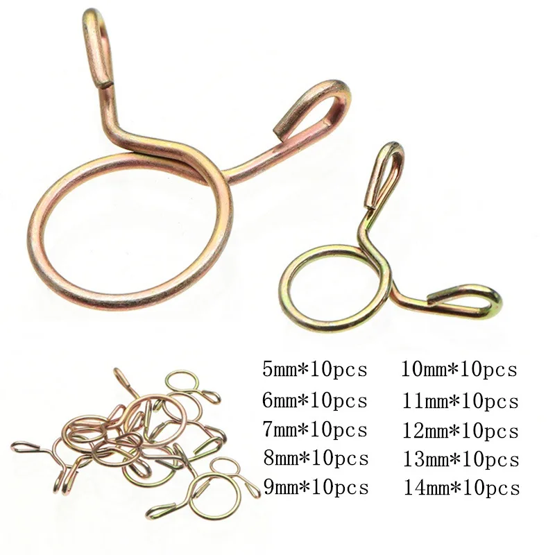 100PCS 10X Fuel Line Hose Tubing Spring Clip Clamp 7mm For Motorcycle ATV Scooter