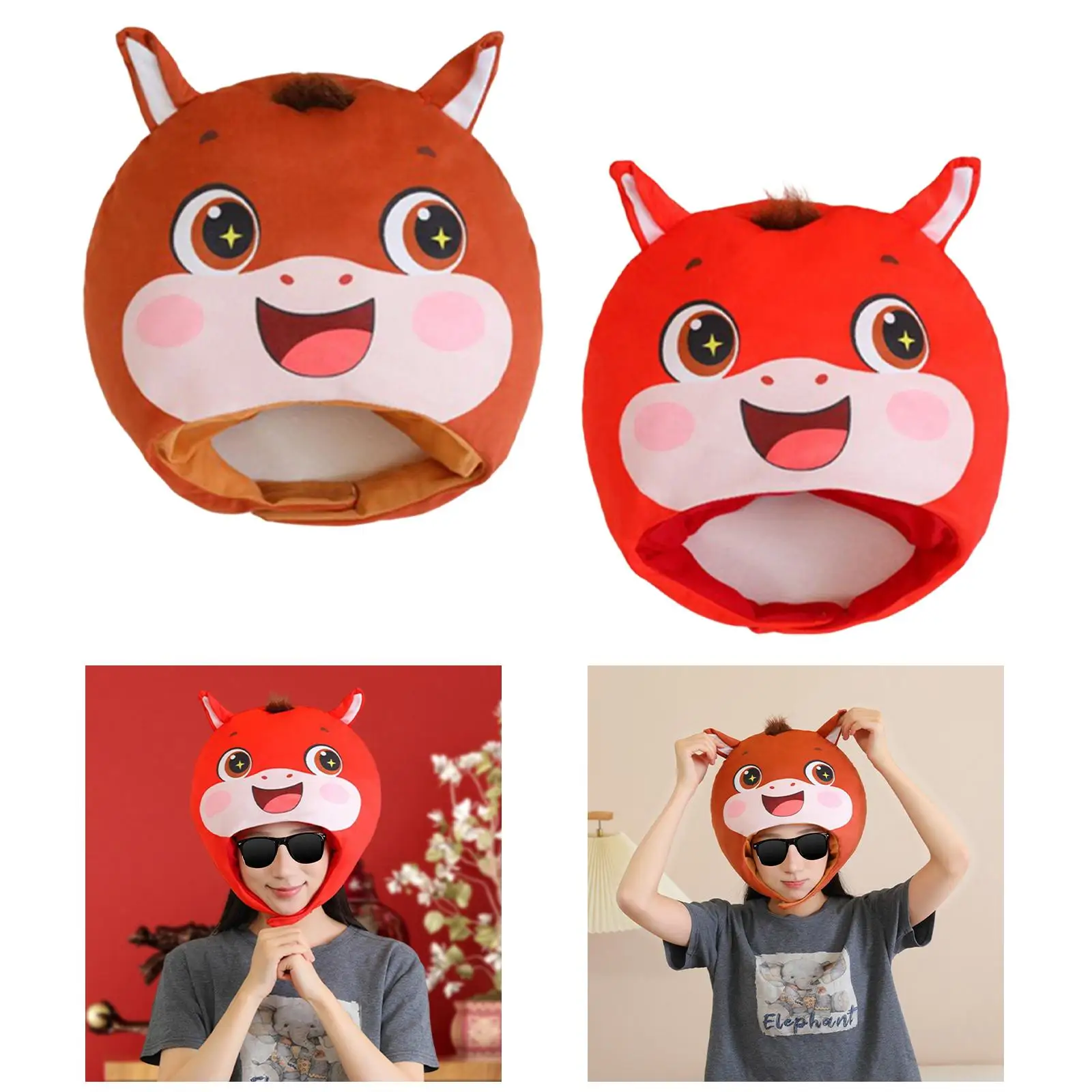 Plush Hat Cute Photo Props Supplies Winter Soft,Stuffed Animal Hat,Headwear,Animal Headband for Girls Women Children Unisex Boys