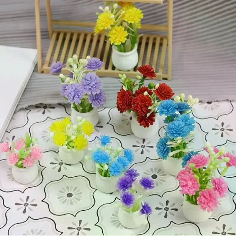 Maison de poupée Miniature à fleurs artificielles vibrantes, 1 pièce, accessoires de meubles pour décoration de maison de poupée, jouets de jeu pour enfants, 1/12