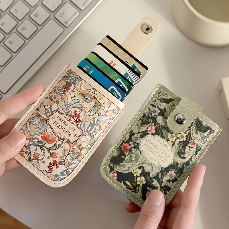 Card Holder Retro Oil Painting Ladies' Credit Card Holder | One-Piece Ultra-Thin Mini Wallet | Cartoon Niche Design Card Case
