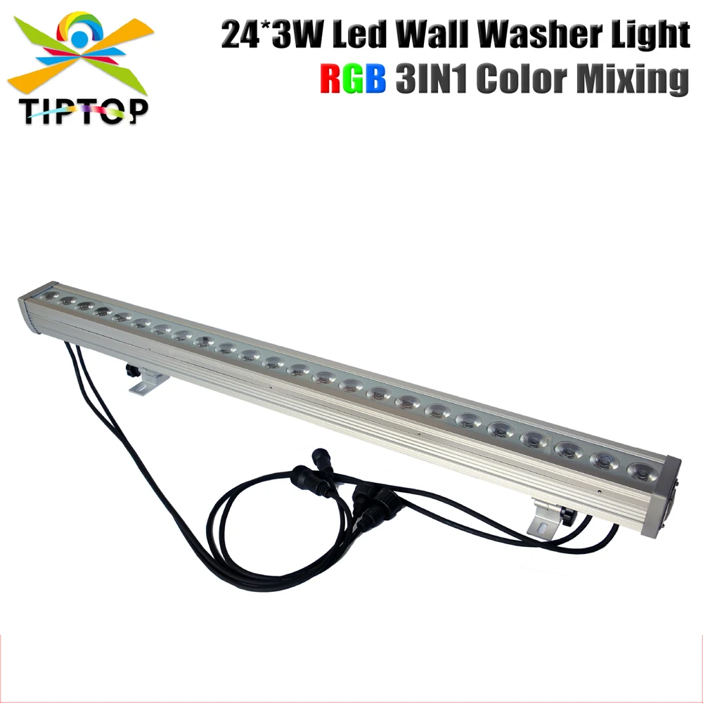 TIPTOP 24x3W Stage Light 100W IP65 Waterproof Outdoor Liner Dimmer RGB 1m Long Led Washer Light Rain Proof Power DMX Connector