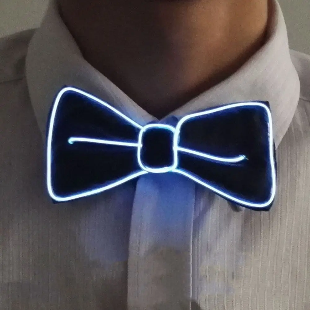 

Bar Music Festival Costume Party Performance Props LED Suspenders Clips Tie Suspenders Set Hanging Pants Clip Luminous Bow Tie
