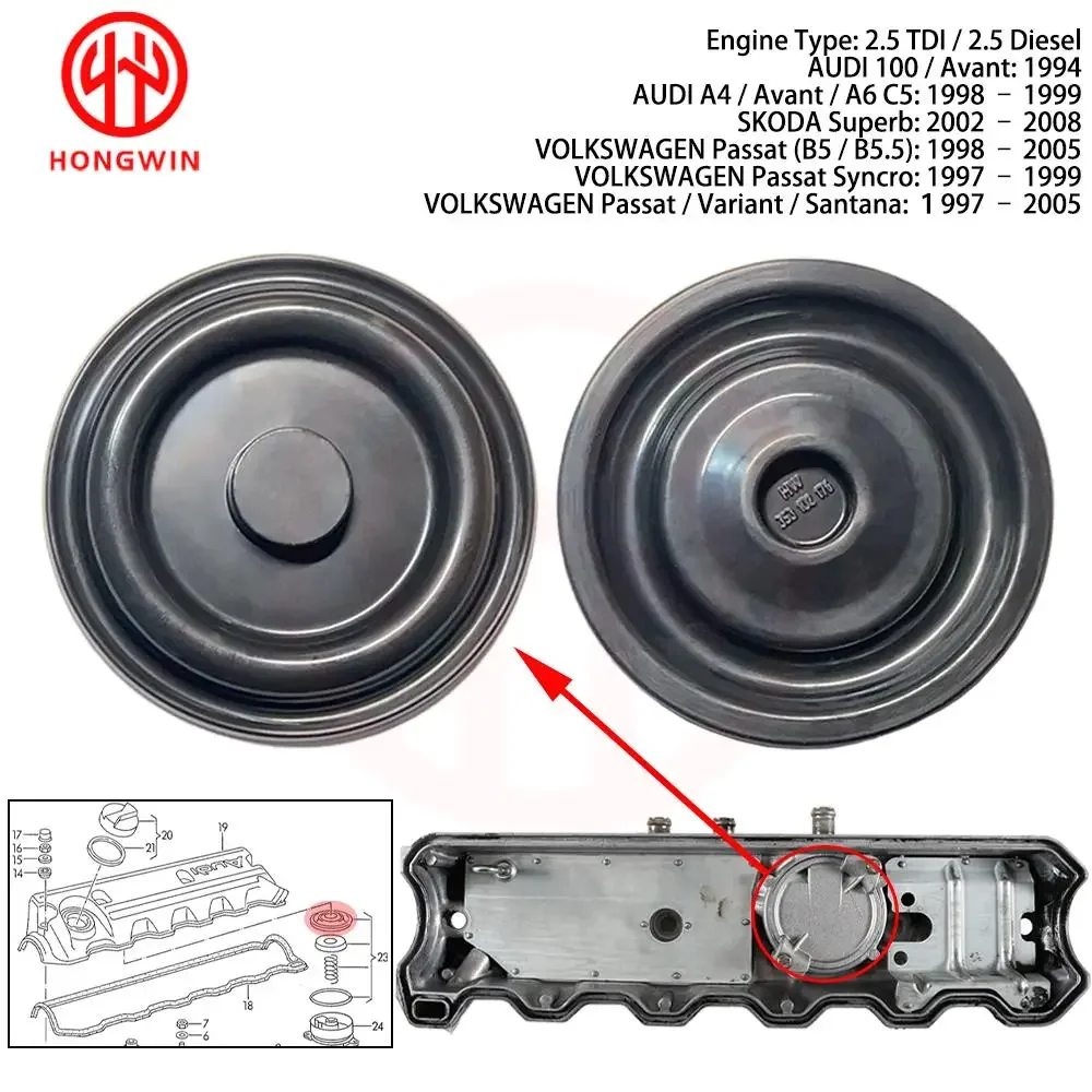 1 Stück Kurbelgehäuse-Entlüftungsmembran OEM 046198475B 046103527 353102176 für Audi A4 A6 A8 Avant Quattro Volkswagen Passat 2.5L V6