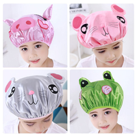 Children's Cartoon Shower Cap Double-Layer Creative Waterproof Cute Shampoo Cap Colorful Bath Accessory for Kids
