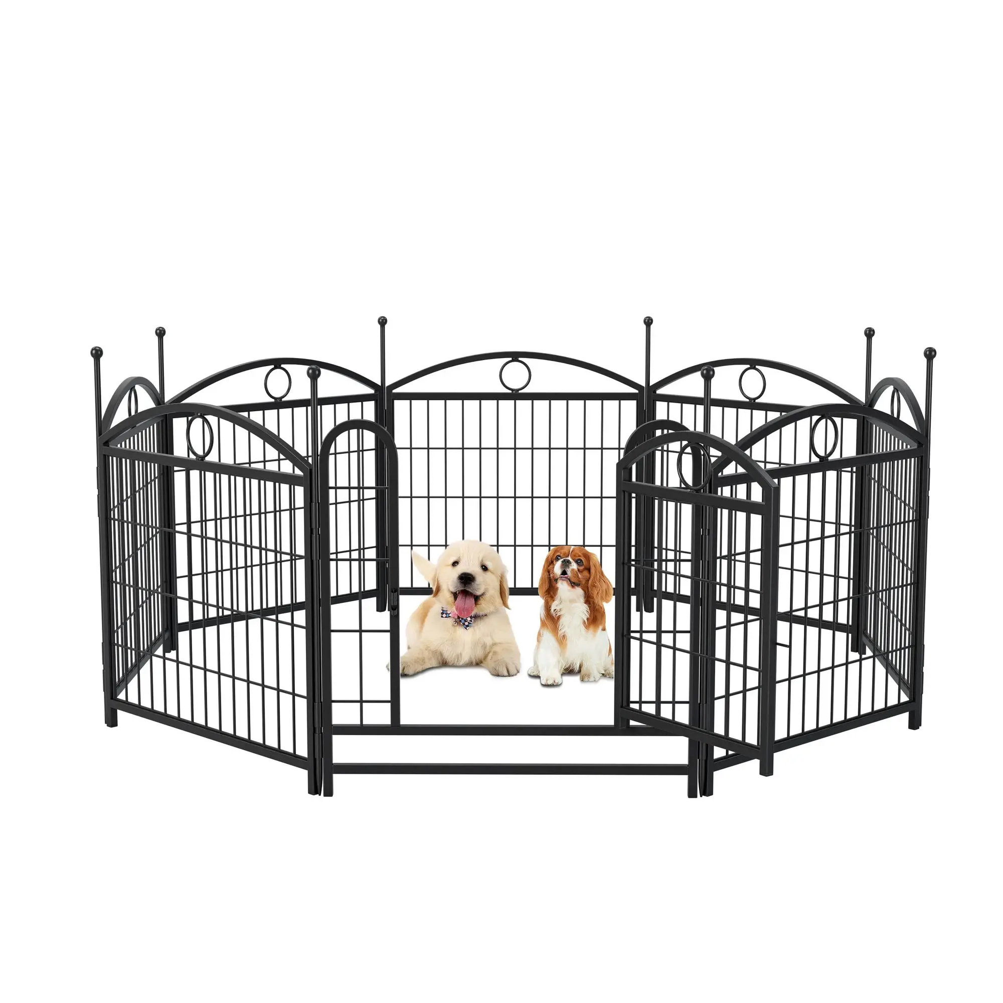 

Dog Playpen Indoor 24 inch 8 Panels Metal Dog Pen Pet Dog Fence Outdoor Exercise Pen with Doors, Heavy Duty Dog Fence Puppy Pen